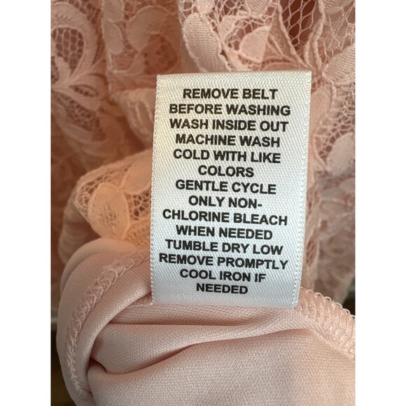 Elle Light Pink Floral Lace Stretch Dress XL Assymmetical Hem Whimsy Cottagecore - Picture 8 of 10